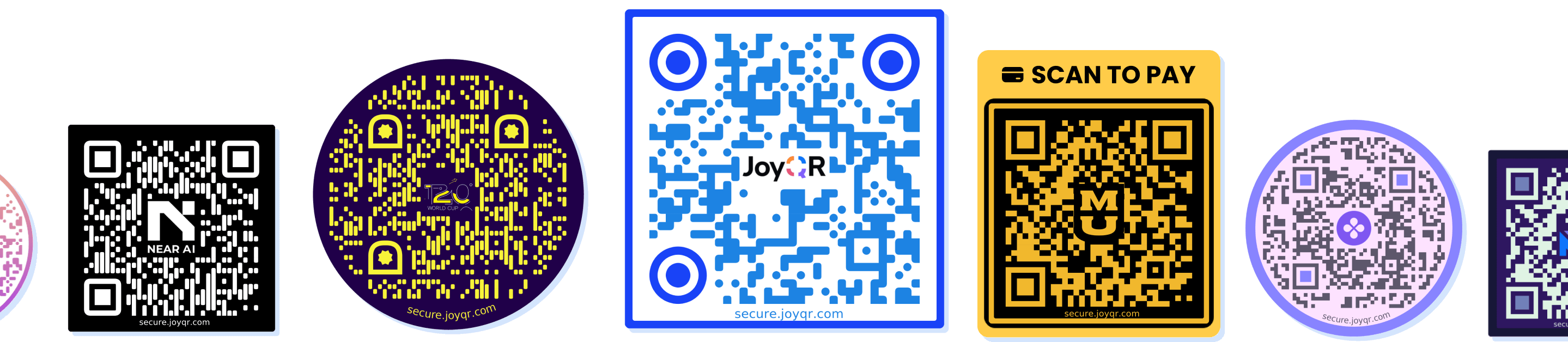 Multiple QR Codes customized with branded colors and company logos