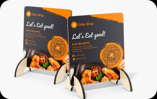 restaurant street stand with restaurant menu and QR code to display the entire menu